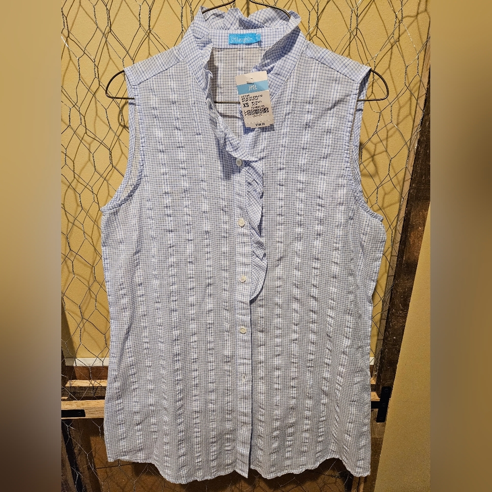 N9t For Dale J. McLaughlin Light Blue Sleeveless Blouse